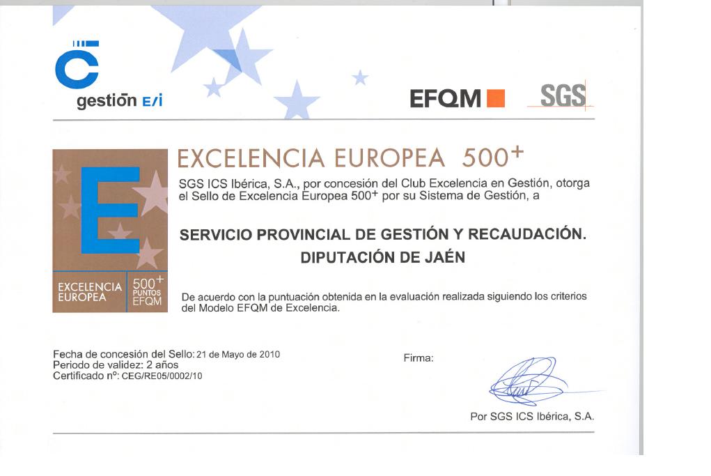 Certificado Excelencia 500+
