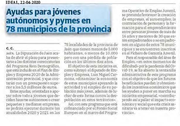 Pulsa para ampliar la imagen: Ideal Jaén 22-04-2020