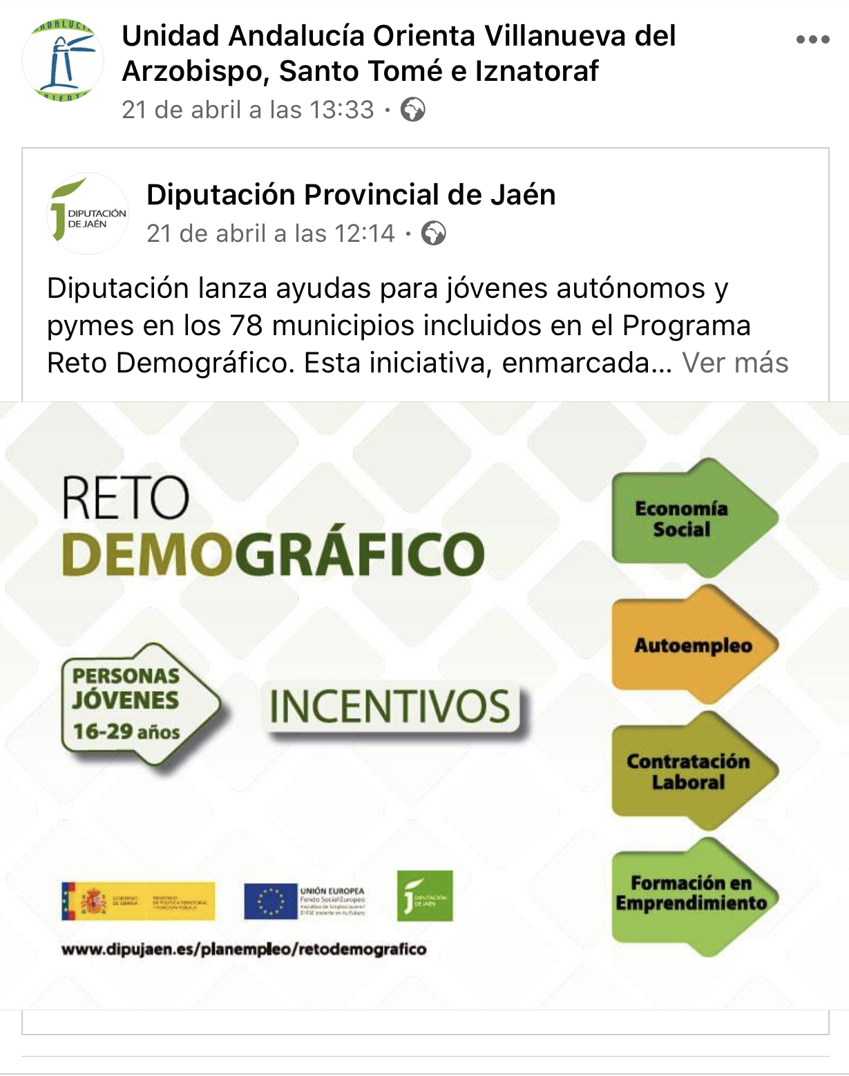 Pulsa para ampliar la imagen: Andalucía Orienta en Facebook