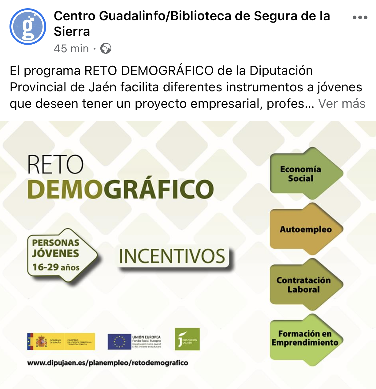 Pulsa para ampliar la imagen: Guadalinfo Segura de la Sierra en Facebook