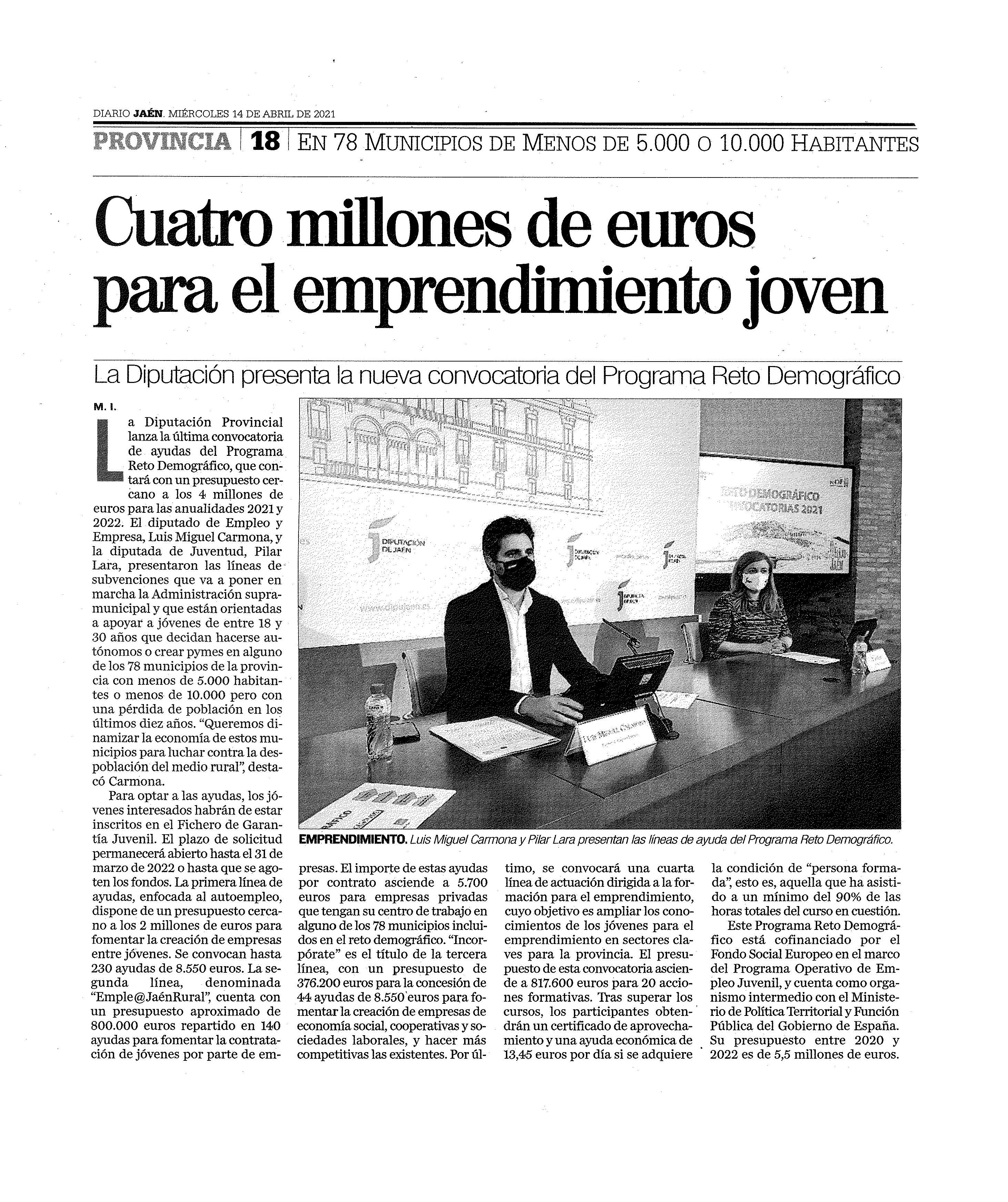 Pulsa para ampliar la imagen: Diario Jaén 14-04-2021