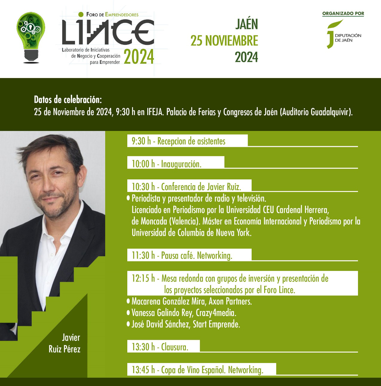 Infografía de la escaleta de la gala de clausura de Foro Lince 2024.